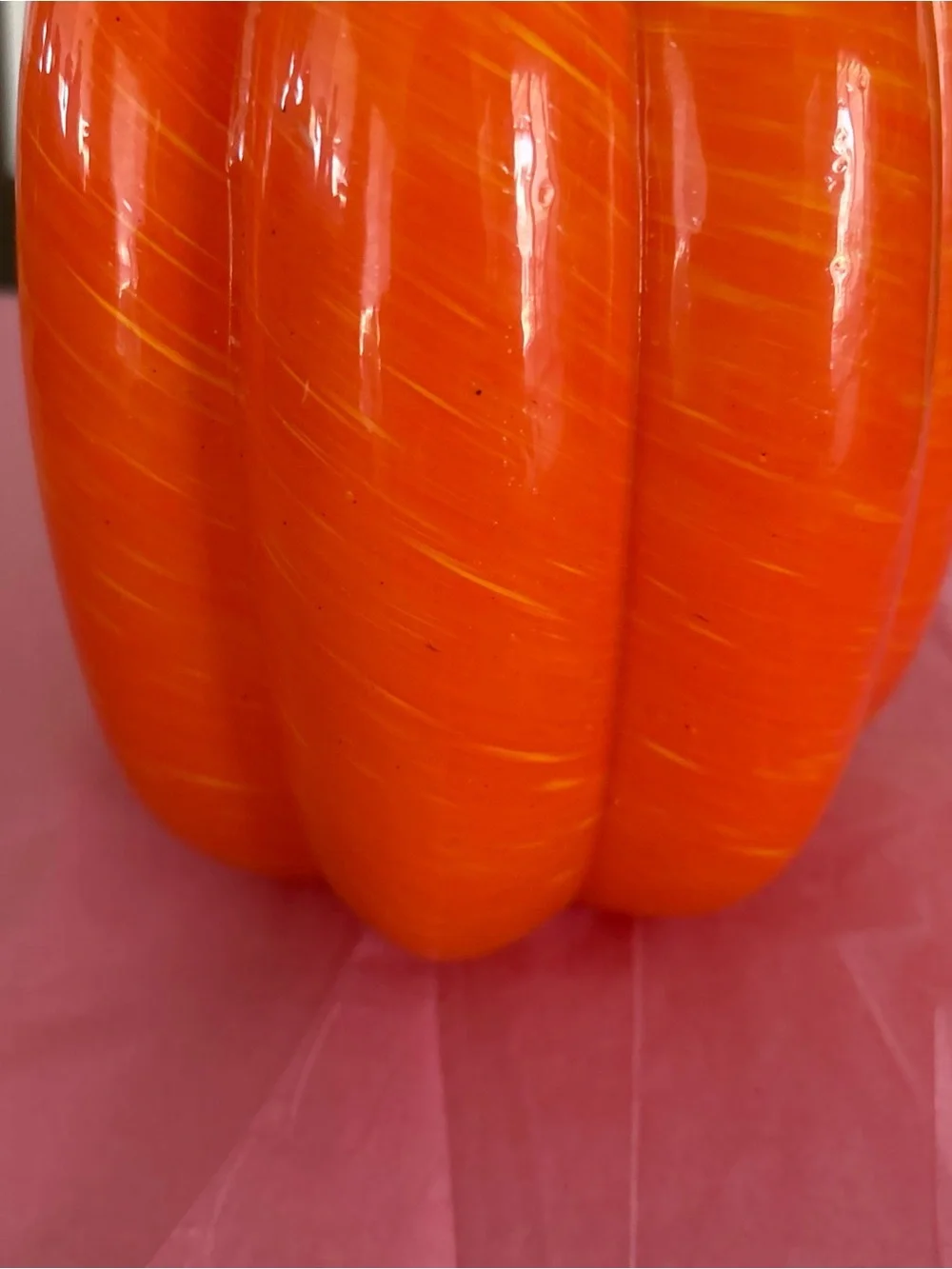 Handblown Glass Oranges Pumpkin Brown Stem